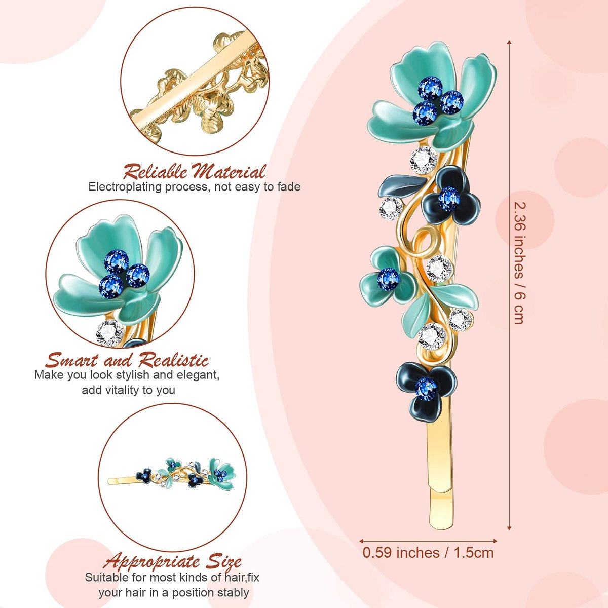 WILLBOND Vintage Flower Hair Pins - 12 Piece Gold Tone Decorative Bobby Pins for Women & Girls Avelisse