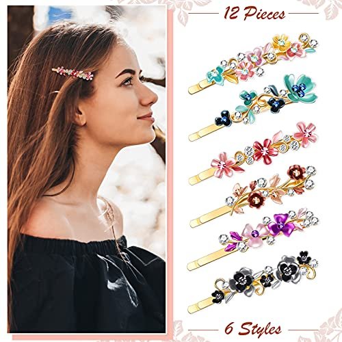 WILLBOND Vintage Flower Hair Pins - 12 Piece Gold Tone Decorative Bobby Pins for Women & Girls Avelisse