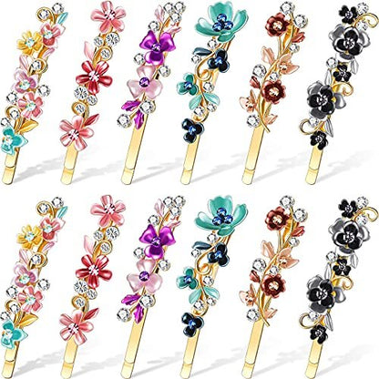 WILLBOND Vintage Flower Hair Pins - 12 Piece Gold Tone Decorative Bobby Pins for Women & Girls Avelisse