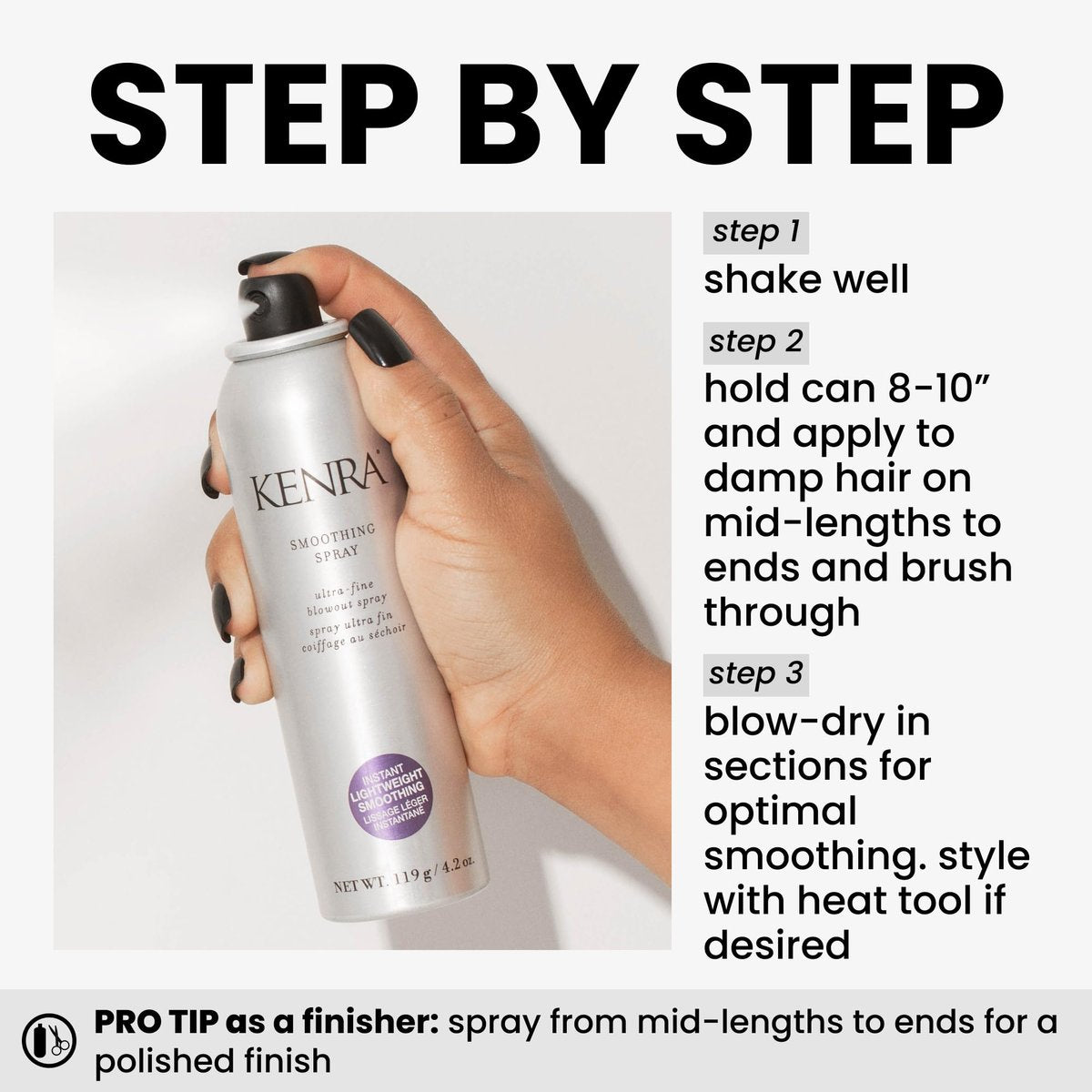 Kenra Professional Smoothing Spray – Ultra-Fine Blowout Spray with Heat Protectant for Fine to Medium Hair, 4.2 oz Avelisse