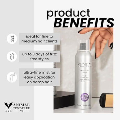 Kenra Professional Smoothing Spray – Ultra-Fine Blowout Spray with Heat Protectant for Fine to Medium Hair, 4.2 oz Avelisse