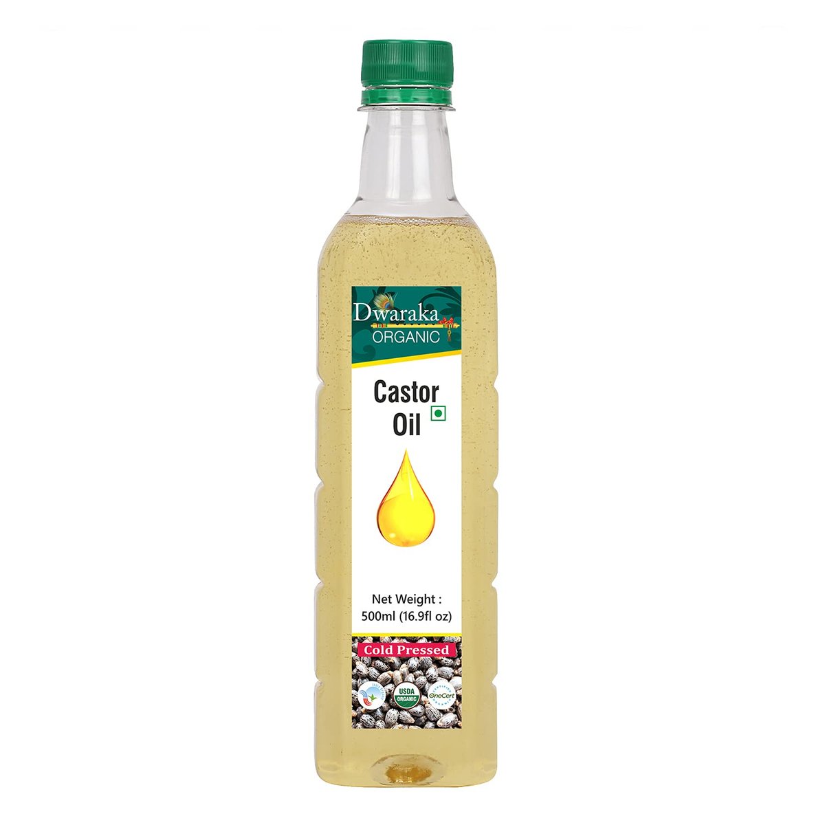 Dwaraka Organic Cold Pressed Castor Oil - USDA Organic, Non-GMO, 16.9 Fl Oz (500 ML) for Hair, Skin, Digestion & Massage - görsel 2