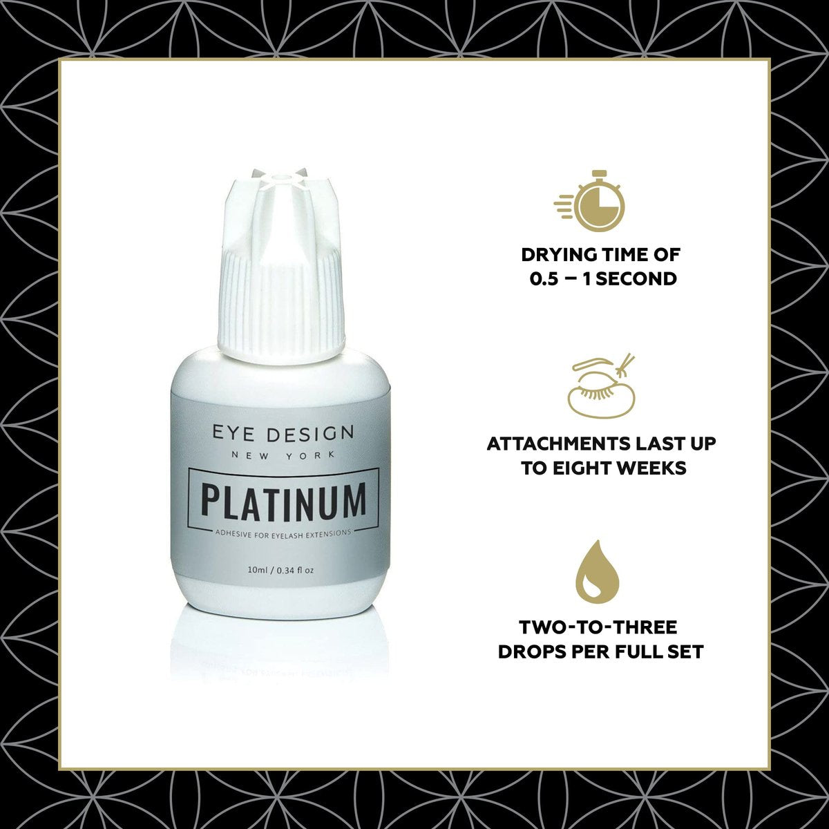 Eye Design Platinum Eye Lash Glue for Eyelash Extensions - Professional Adhesive, Super Strong Bond, 0.5-1 Sec Drying Time, 10 ml - görsel 5