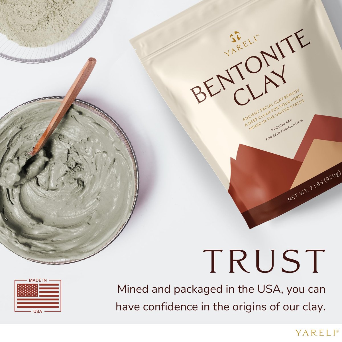 YARELI Pure Bentonite Clay Powder – 2lb (32oz) Natural Indian Healing Clay for Face Mask & Detox Bath - görsel 7