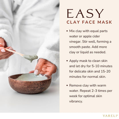 YARELI Pure Bentonite Clay Powder – 2lb (32oz) Natural Indian Healing Clay for Face Mask & Detox Bath