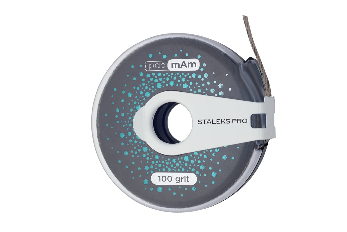 Staleks Pro Exclusive Nail File Refill Roll – 100 Grit, Silicon Carbide & Aluminum Oxide, Blue Plastic Case - görsel 1