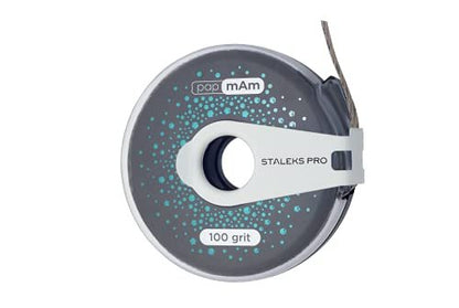 Staleks Pro Exclusive Nail File Refill Roll – 100 Grit, Silicon Carbide & Aluminum Oxide, Blue Plastic Case