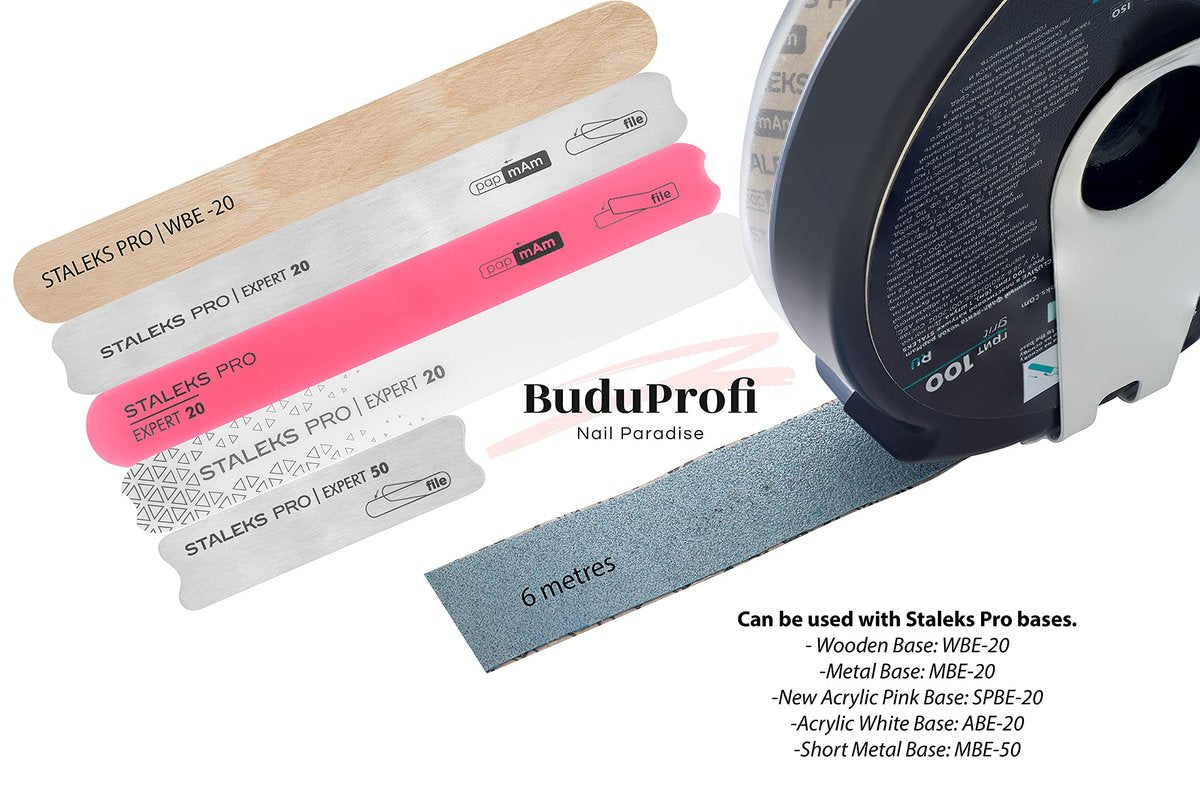 Staleks Pro Exclusive Nail File Refill Roll – 100 Grit, Silicon Carbide & Aluminum Oxide, Blue Plastic Case - görsel 3