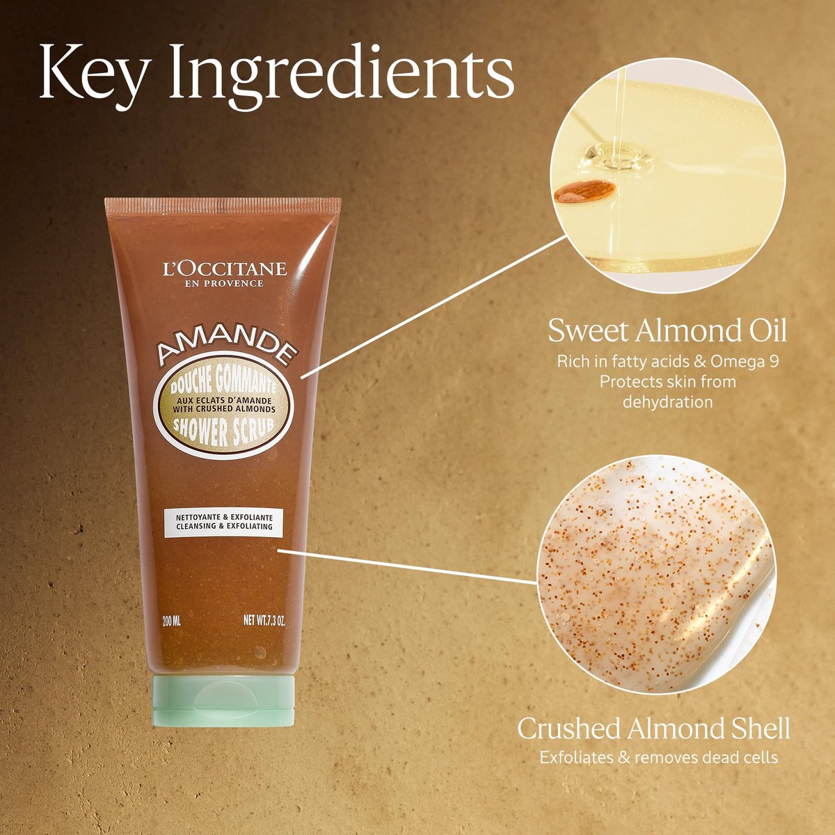 L’Occitane Almond Shower Scrub 2-In-1 Exfoliating Body Wash – Nourishing Oil Cleanser for Smooth, Soft & Radiant Skin Avelisse