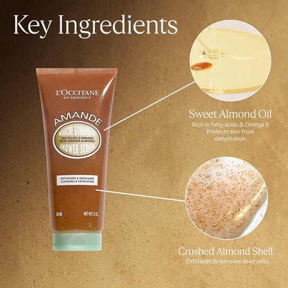 L’Occitane Almond Shower Scrub 2-In-1 Exfoliating Body Wash – Nourishing Oil Cleanser for Smooth, Soft & Radiant Skin Avelisse