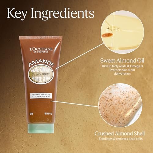 L’Occitane Almond Shower Scrub 2-In-1 Exfoliating Body Wash – Nourishing Oil Cleanser for Smooth, Soft & Radiant Skin Avelisse
