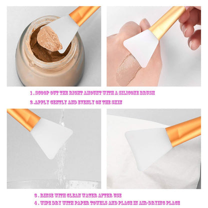 12-Pack Silicone Face Mask Brush Set - Soft Silicone Facial Mud Mask Applicator & Beauty Tool