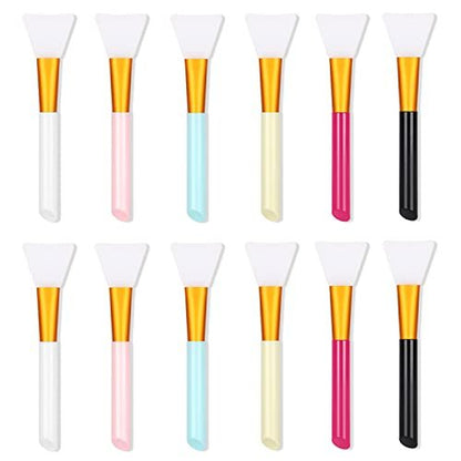 12-Pack Silicone Face Mask Brush Set - Soft Silicone Facial Mud Mask Applicator & Beauty Tool