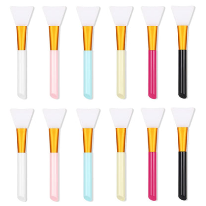 12-Pack Silicone Face Mask Brush Set - Soft Silicone Facial Mud Mask Applicator & Beauty Tool