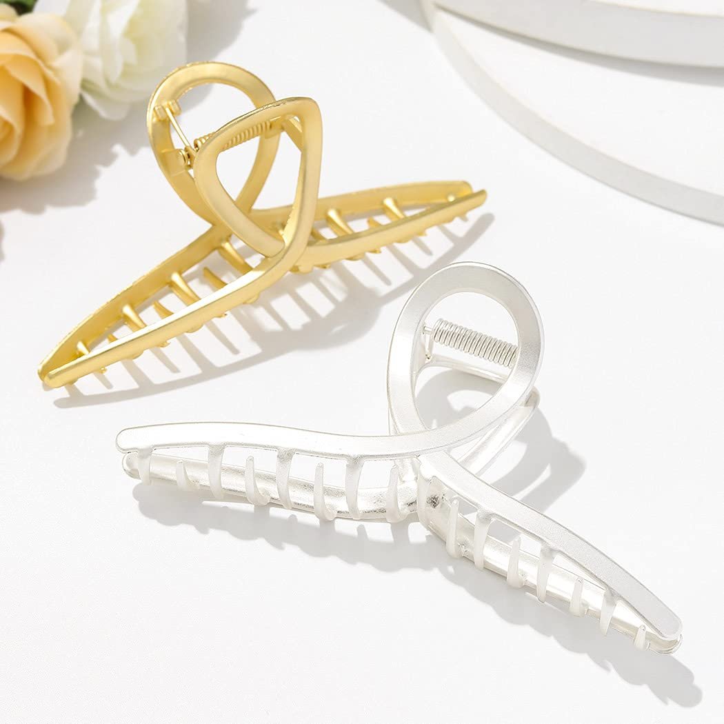 Brinie Gold Metal Hair Claw Clips – Large Acrylic Claw Clip for Thick & Thin Hair (2-Pack) - görsel 3