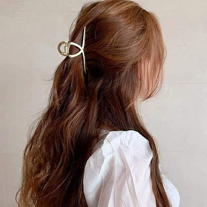 Brinie Gold Metal Hair Claw Clips – Large Acrylic Claw Clip for Thick & Thin Hair (2-Pack)