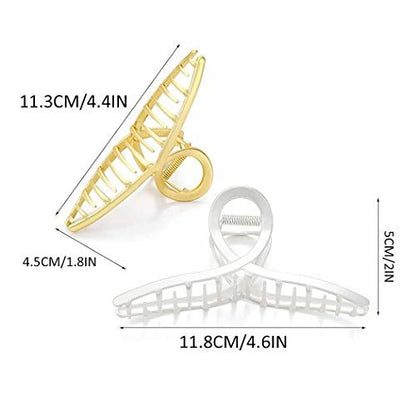 Brinie Gold Metal Hair Claw Clips – Large Acrylic Claw Clip for Thick & Thin Hair (2-Pack)