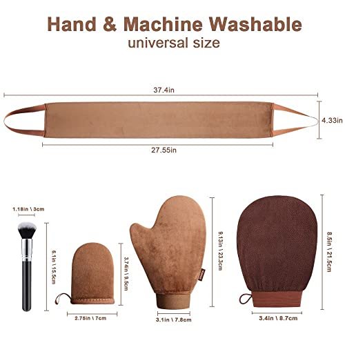 Sanfery 5-Piece Self Tanning Mitt Kit with Back Applicator, Brush, Exfoliating Mitt & Accessories for Flawless Tan - görsel 12