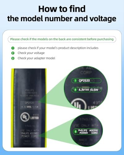 Superer 4.3V Charger for Philips Norelco OneBlade QP2520 MG3740 and More - Replacement Power Cord