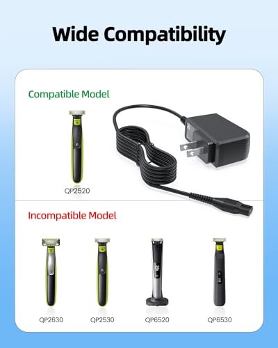 Superer 4.3V Charger for Philips Norelco OneBlade QP2520 MG3740 and More - Replacement Power Cord