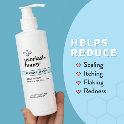 PSORIASIS HONEY Renewing Shampoo – Itchy & Dry Scalp Treatment with Argan Oil for Women, Men & Kids (8 oz) Avelisse