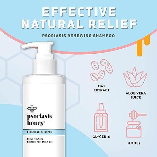 PSORIASIS HONEY Renewing Shampoo – Itchy & Dry Scalp Treatment with Argan Oil for Women, Men & Kids (8 oz) Avelisse