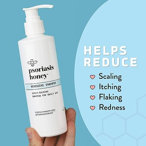 PSORIASIS HONEY Renewing Shampoo – Itchy & Dry Scalp Treatment with Argan Oil for Women, Men & Kids (8 oz) Avelisse