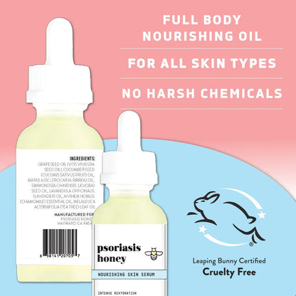 Psoriasis Honey Nourishing Scalp & Skin Serum - Dry Oil for Skin - Full Body Non Comedogenic Moisturizer Daily Dry Scalp Oil - Helps Psoriasis, Eczema, & More (1 Oz) Avelisse