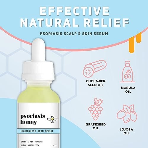 Psoriasis Honey Nourishing Scalp & Skin Serum - Dry Oil for Skin - Full Body Non Comedogenic Moisturizer Daily Dry Scalp Oil - Helps Psoriasis, Eczema, & More (1 Oz) Avelisse