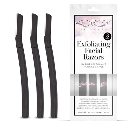 Seraphic Skincare Exfoliating Facial Razors – Dermaplane Razor for Women, Peach Fuzz Remover, 3 Pack with Wheat Straw Handle & Swedish Stainless Steel Blade