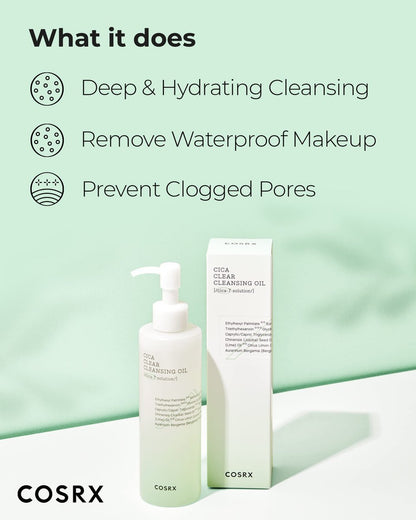 COSRX Pure Fit Cica Cleansing Oil - Lightweight Centella Cleansing Oil for Sensitive Skin, 6.76 fl oz (200ml) Avelisse