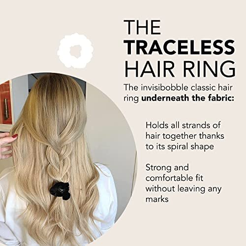 invisibobble Sprunchie Spiral Hair Ring - True Black - 2 Pack - Gentle Hair Ties for Women, Teens, and Thick Hair - görsel 6