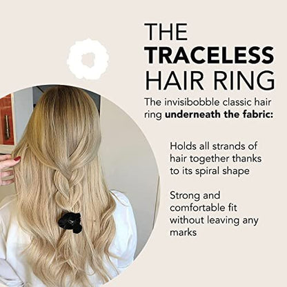 invisibobble Sprunchie Spiral Hair Ring - True Black - 2 Pack - Gentle Hair Ties for Women, Teens, and Thick Hair