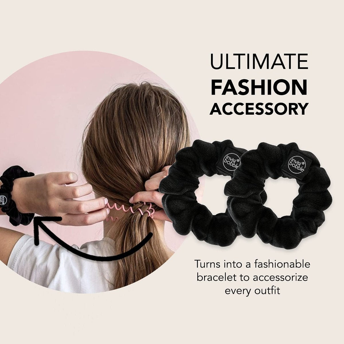 invisibobble Sprunchie Spiral Hair Ring - True Black - 2 Pack - Gentle Hair Ties for Women, Teens, and Thick Hair - görsel 9