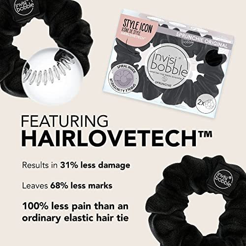 invisibobble Sprunchie Spiral Hair Ring - True Black - 2 Pack - Gentle Hair Ties for Women, Teens, and Thick Hair - görsel 8