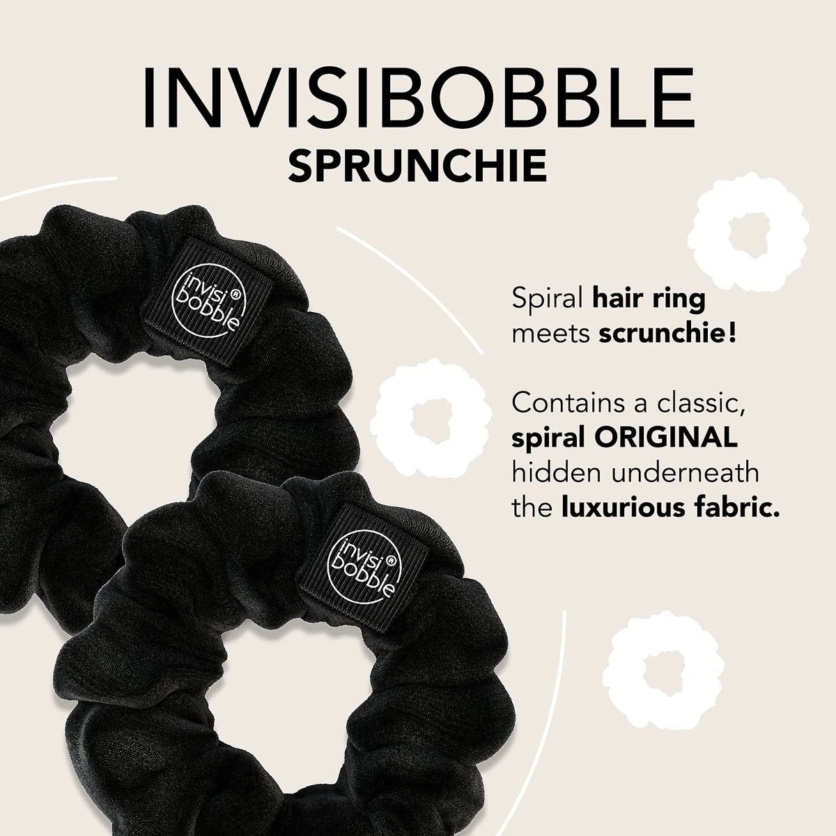 invisibobble Sprunchie Spiral Hair Ring - True Black - 2 Pack - Gentle Hair Ties for Women, Teens, and Thick Hair - görsel 3
