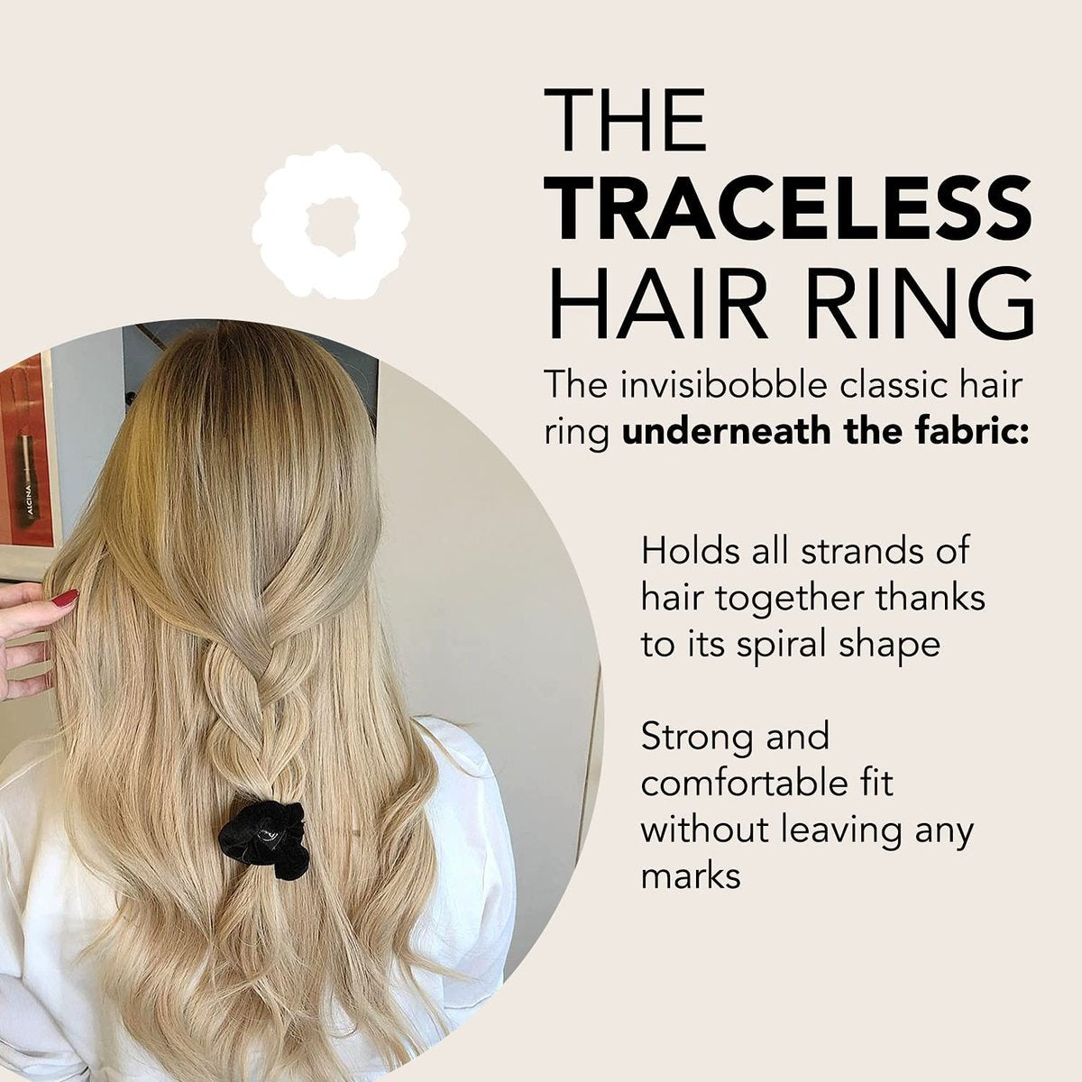 invisibobble Sprunchie Spiral Hair Ring - True Black - 2 Pack - Gentle Hair Ties for Women, Teens, and Thick Hair - görsel 5