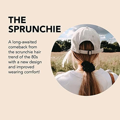 invisibobble Sprunchie Spiral Hair Ring - True Black - 2 Pack - Gentle Hair Ties for Women, Teens, and Thick Hair