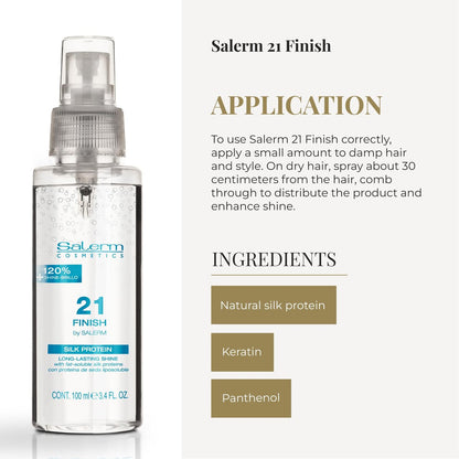 SALERM 21 Finish Illuminating Hair Spray – 100 ml – with Silk Proteins for Shine & Heat Protection