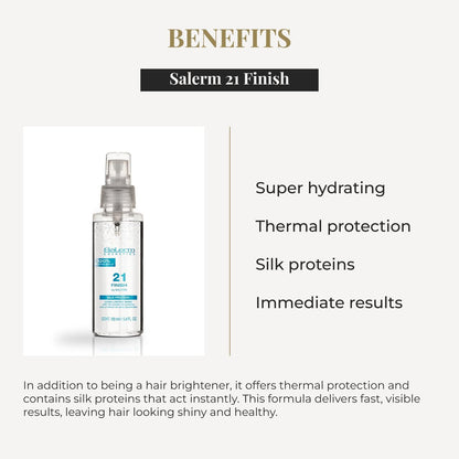 SALERM 21 Finish Illuminating Hair Spray – 100 ml – with Silk Proteins for Shine & Heat Protection