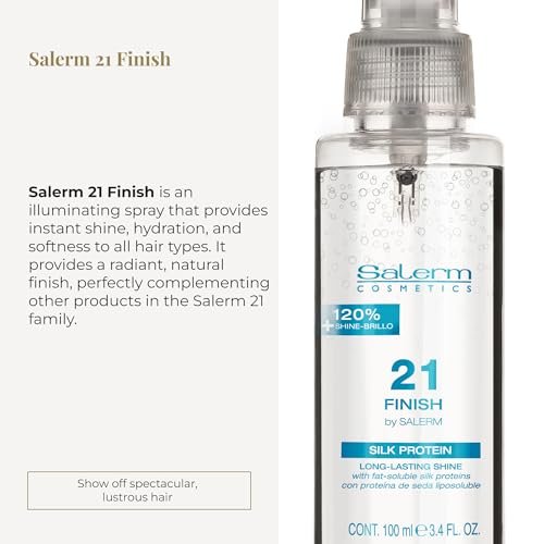 SALERM 21 Finish Illuminating Hair Spray – 100 ml – with Silk Proteins for Shine & Heat Protection - görsel 4