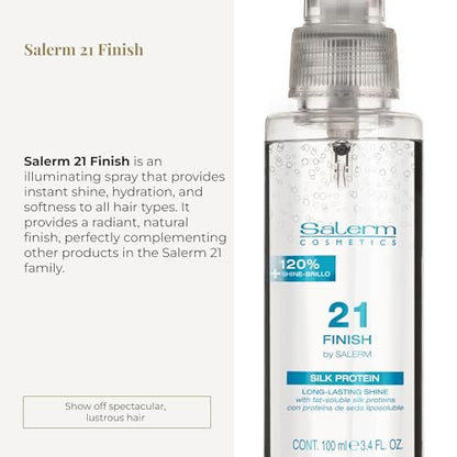 SALERM 21 Finish Illuminating Hair Spray – 100 ml – with Silk Proteins for Shine & Heat Protection