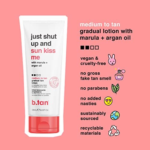 b.tan Medium Gradual Self Tanning Lotion - Everyday Glow with Marula & Argan Oil, Vegan & Cruelty Free, 236ml - görsel 6