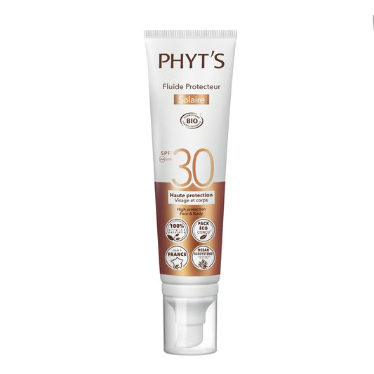 Phyt's Sun Protective Fluid SPF 30 - Mineral Sunscreen for Face with Vitamin E and Shea Butter - Coconut Vanilla Scent - Non-Sticky Texture - 3.3 oz