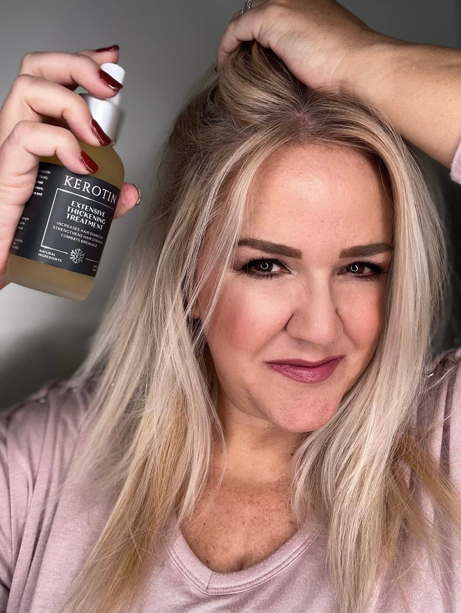 Kerotin Hair Thickening Spray with Keratin – Volumizing Mist for Fine & Thin Hair, Heat Protectant, Repair & Diameter Booster, Natural, Sulfate & Cruelty Free, Made in USA (4 oz) Avelisse
