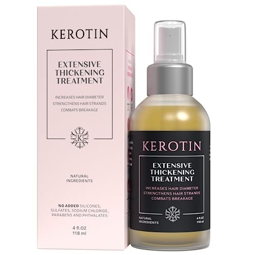 Kerotin Hair Thickening Spray with Keratin – Volumizing Mist for Fine & Thin Hair, Heat Protectant, Repair & Diameter Booster, Natural, Sulfate & Cruelty Free, Made in USA (4 oz) Avelisse