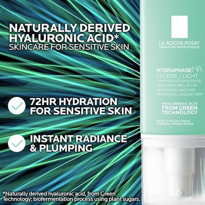 La Roche-Posay Hydraphase HA Light Face Moisturizer with Hyaluronic Acid, 72HR Hydration, Oil Free & Non-Comedogenic, 1.69 fl. oz.