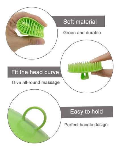 6 Pack Scalp Massager Shampoo Brush – Plastic Dandruff Comb for Kids, Toddlers, Men, Women & Pets – Green