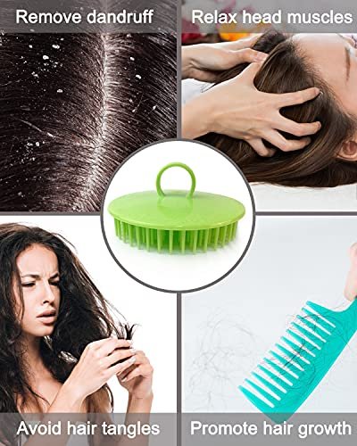 6 Pack Scalp Massager Shampoo Brush – Plastic Dandruff Comb for Kids, Toddlers, Men, Women & Pets – Green
