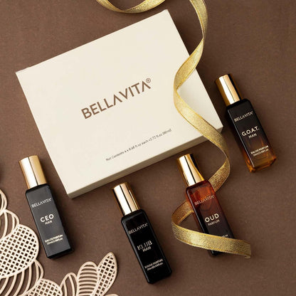 Bellavita Luxury Men's Perfume Gift Set: CEO Man, G.O.A.T., Klub, and Oud | 80ml Long-Lasting Fragrance Collection Avelisse